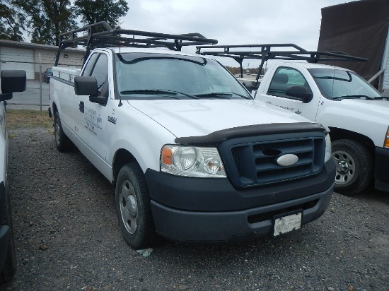 2008 FORD F150 PICKUP TRUCK,  V6 GAS, AUTOMATIC, PS, AC, LADDER & PIPE RACK