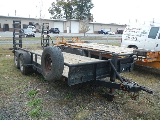 16' HEAVY DUTY PIPE RAIL UTILITY TRAILER,  TANDEM AXLE, WOOD FLOOR, FOLD DO