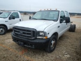 2002 FORD F-350 CAB & CHASSIS, 111,000+ mi,  CREW CAB, V-10 GAS, 5-SPEED, P