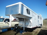 HOMEMADE 30 FOOT 4 HORSE SLANT TRAILER  LIVING QUARTERS, TANDEM AXLE, SINGL