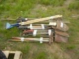 PALLET WITH SHOVELS, WEIGHT PUSHERS  AND MISCELLANEOUS