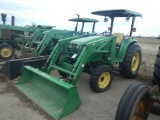 JOHN DEERE 4600 TRACTOR WITH  JD 460 FRONT END LOADER  MFWD, CANOPY, POWER