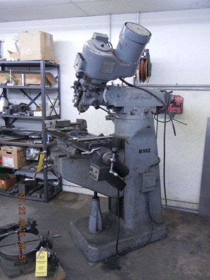 BRIDGEPORT 116072 VERTICAL MILLLING MACHINE,  WITH TABLE, VISE, HOSE REEL,