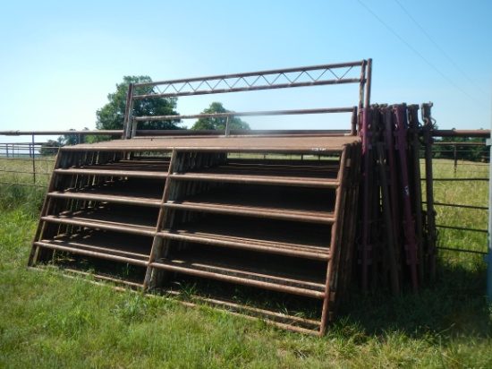 (20) LIVESTOCK  PANELS,  12' WITH GATE SECTIONS & POSTS