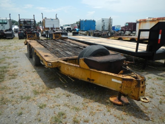 SHOPBUILT EQUIPMENT TRAILER,  PINTLE HITCH, 22', THREE AXLES, FOLDING RAMPS