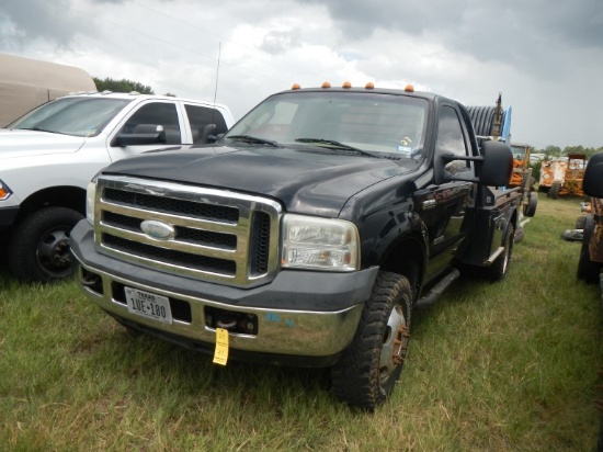 2006 FORD F350 FLATBED TRUCK,  DIESEL, AUTOMATIC, PS, PS S# 1FDWF37PX6E9727