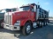 1997 KENWORTH T800 DUMP TRUCK,  QUAD AXLE, DETROIT 475HP DIESEL, 13 SPEED,