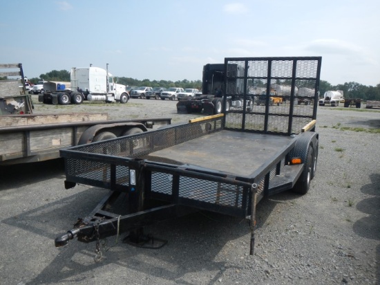 SHOPBUILT TAG TRAILER,  16', TANDEM AXLE, ELECTRIC BRAKES, ANGLE IRON SIDE