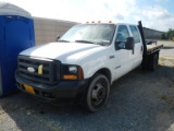 2006 FORD F-350 FLATBED TRUCK, 161,122+ mi,  CREW CAB, POWERSTROKE DIESEL,