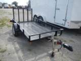 2016 PARKER 9' UTILITY TRAILER,  SINGLE AXLE, RAMP TAILGATE, ANGLE IRON SID