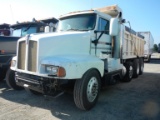 1991 KENWORTH T600 DUMP TRUCK,  CAT DIESEL, 9 SPEED, OX BODY 15' BED, TWIN