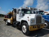 1985 MACK R685T SERVICE TRUCK,  MACK 300 DIESEL, 5 SPEED, 15' FLATBED, LUBE