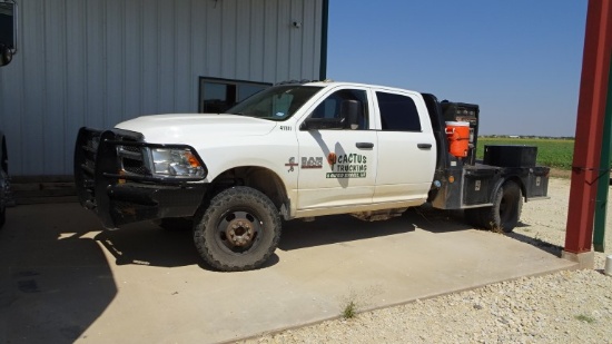 2013 DODGE RAM 3500 HD FLATBED TRUCK, 155,000+ mi,  4 X 4, 4-DOOR, CUMMINS