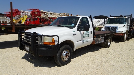 2000 FORD F-350 XLT SUPER DUTY FLATBED TRUCK, 221,987+ mi,  POWERSTROKE V8