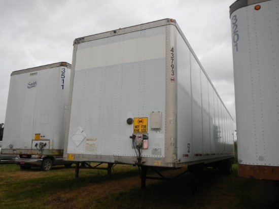 2001 WABASH 53' VAN TRAILER,  SLIDING TANDEMS ON SPRINGS, 22.5 TIRES ON HUB