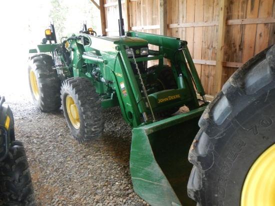 2014 JOHN DEERE 5065E WHEEL TRACTOR, 425 hrs,  MFWD, WITH H240 LOADER, OROP