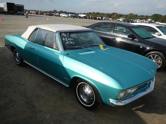 1967 CHEVROLET CORVAIR CAR, 48K mi,  2 DOOR, 6 CYLINDER GAS, AUTOMATIC, PS,