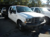 2002 FORD F350 FLATBED PICKUP TRUCK, 238,562+ MILES  CREW CAB, V8 GAS, AT,
