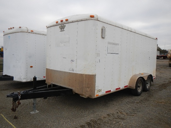2008 CONTINENTAL ENCLOSED TRAILER,  16', SIDE ENTRY DOOR, REAR SWING-OUT DO
