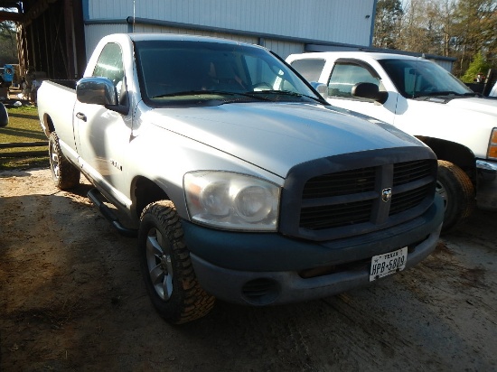 "2008 DODGE RAM 1500 TRUCK,  4 X 4, V8 GAS, AUTOMATIC, PS, AC