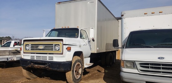 CHEVROLET 70 BOX TRUCK,  16' BED, 5+2 SPEED, SHELVING INSIDE, SINGLE AXLE D