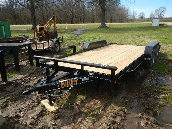 CAR HAULER TRAILER,  18', ELECTRIC BRAKES, TANDEM AXLE, SLIDE IN RAMPS S# 0