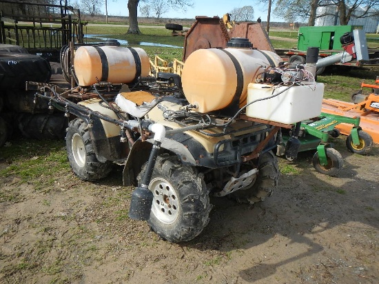 HONDA FOREMAN 400 ATV,  (2) 20-GALLON TANKS, SPRAY BOOM, NEEDS BATTERY