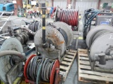 (3) HOSE REELS, HOSE, PNUEMATIC PUMP   LOAD OUT FEE: $5.00