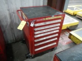 STANLEY ROLL-AROUND/LOCKING TOOLBOX WITH CONTENTS,  HAND TOOLS, SOCKETS, RA