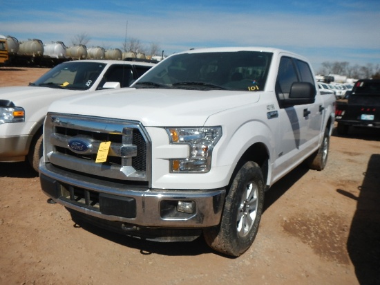 2016 FORD F150 XLT PICKUP TRUCK, 100,440 miles,  CREW CAB, V8 GAS, AUTO, 4X