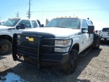 2013 FORD F350 FLATBED PICKUP TRUCK,  4X4, CREW CAB, POWERSTROKE DIESEL, AT