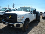 2011 FORD F350 FLATBED TRUCK, 60,471 miles,  EXTENDED CAB, V8 GAS, 4X4, AUT