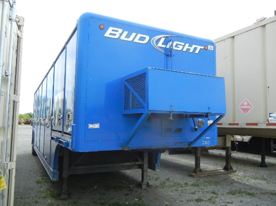 1993 HACK BEVERAGE TRAILER,  36', SINGLE AXLE, SPRING RIDE, ELECTRIC COMPRE