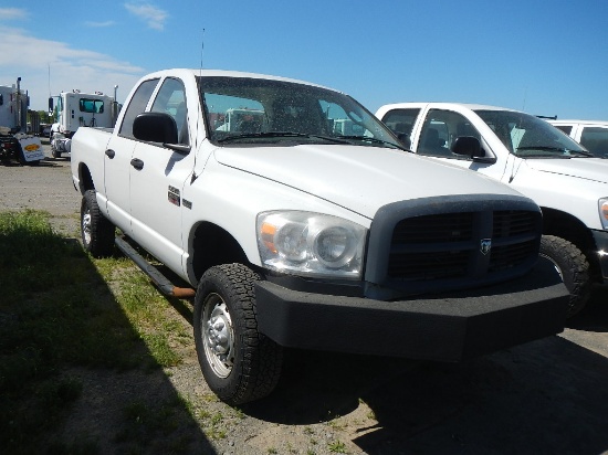 2007 DODGE RAM 2500 PICKUP TRUCK, 204K+  EXTENDED CAB, 4X4, V8 GAS, AT, PS,