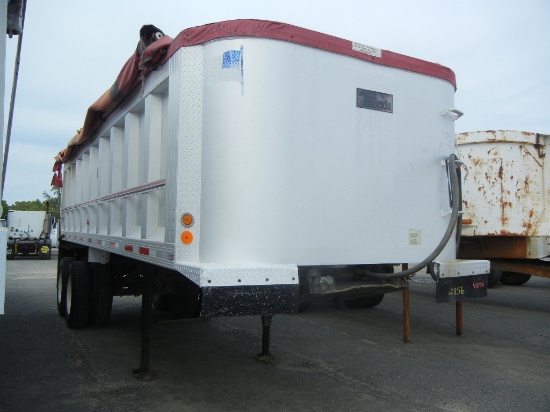 1999 TRAVIS END DUMP TRAILER,  ALUMINUM, 26', TANDEM AXLE, CENTER POINT SUS