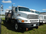 2003 STERLING FLATBED GRAPPLE CRANE TRUCK, 105,070+ mi,  CAT C-12 DIESEL, 9