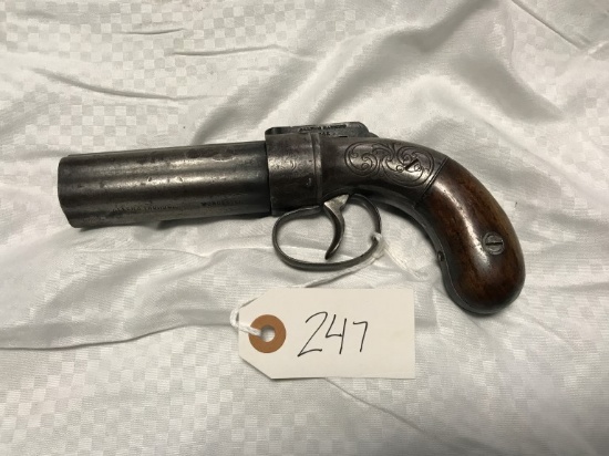Allen Thurber 6 Shot .36 Caliber Pepperbox (Patent 1845) – Fluted Cyl, Alle