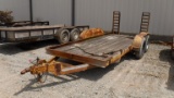 CRONKTITE 15' TAG TRAILER,  TANDEM AXLES, BALL HITCH, RAMPS,  (YELLOW)