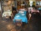 (5) GLASS TOP SQUARE TABLES WITH  (20) WOODEN CHAIRS