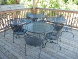 (4) METAL OUTDOOR TABLES &  (12) METAL CHAIRS