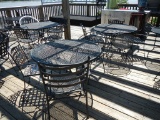 (2) METAL OUTDOOR TABLES &  (7) METAL CHAIRS