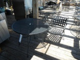 (1) METAL OUTDOOR TABLE &  (6) METAL CHAIRS (CHAIRS LOCATED BELOW DECK)