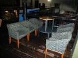 (2) TABLES (6) FABRIC CHAIRS (1) BAR TABLE