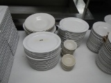 LOT OF OVAL PLATES WITH CONDIMENT BOWLS