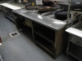 HEATED SERVING STATION,  6-SLOT, STAINLESS, GAS, WITH PEDESTAL SHELF