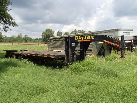 1999 BIG TEX 20GN GOOSENECK EQUIPMENT TRAILER,  TANDEM AXLE, DUAL WHEEL, 20