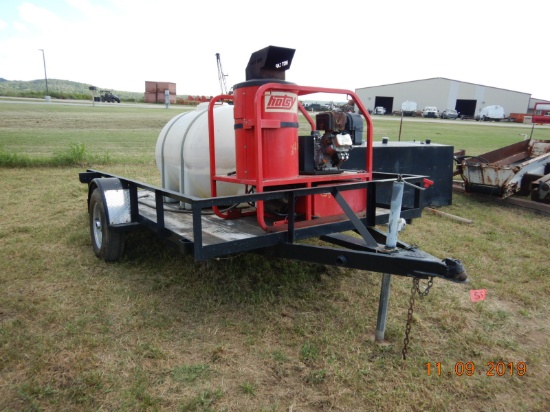 HOTSY HOT WATER PRESSURE WASHER TRAILER,  420 CC GAS ENGINE, ELECTRIC START