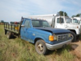 1990 FORD F350 FLATBED PICKUP TRUCK, N/A  POWERSTROKE DIESEL, AT, PS, AC (M