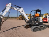 2017 BOBCAT E45 EXCAVATOR, 787+ hrs,  RUBBER TRACKS, CANOPY, HYDRAULIC BLAD