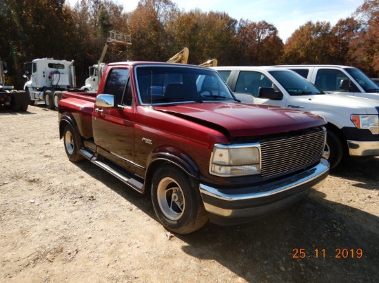 1992 FORD F150 FLARE SIDE PICKUP TRUCK, 91,506 MILES  V8 GAS, AT, PS, AC S#
